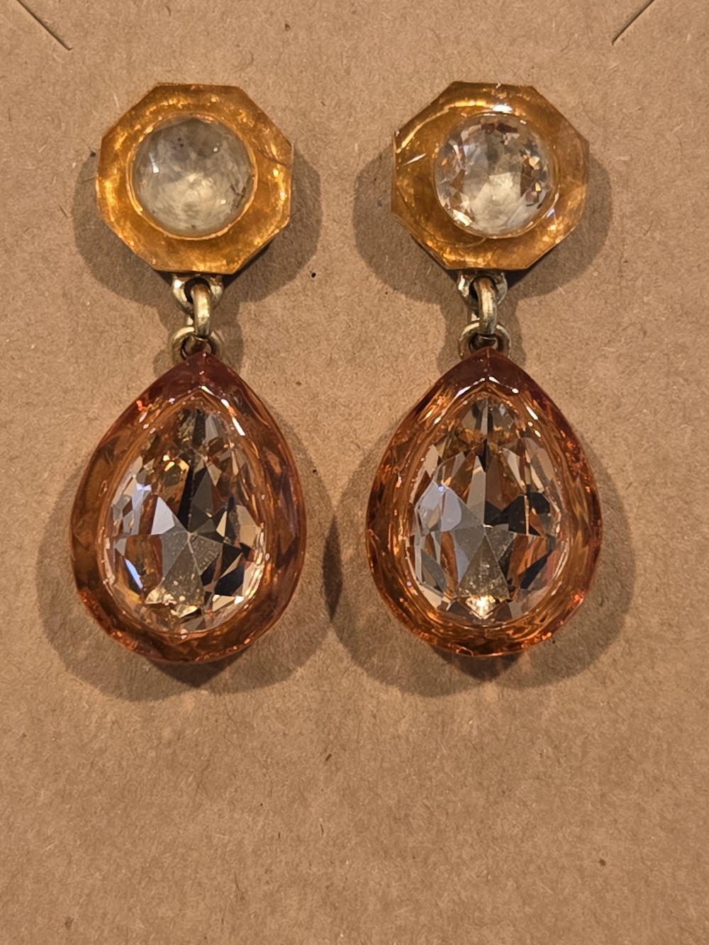 J. Crew Amber Teardrop Crystal Drop Earrings